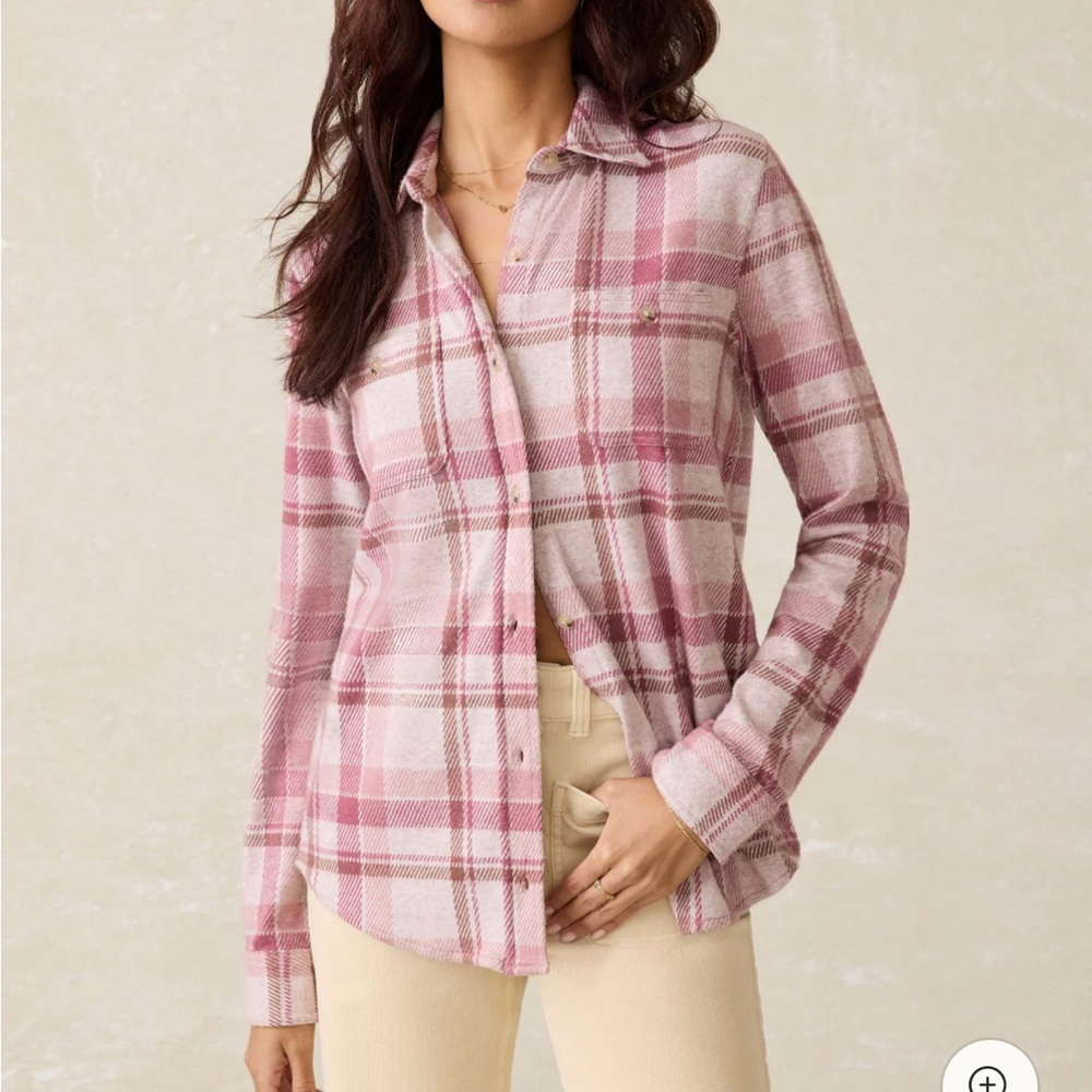 Faherty Legend™ Sweater Shirt Shacket - Amelia Plaid Pink